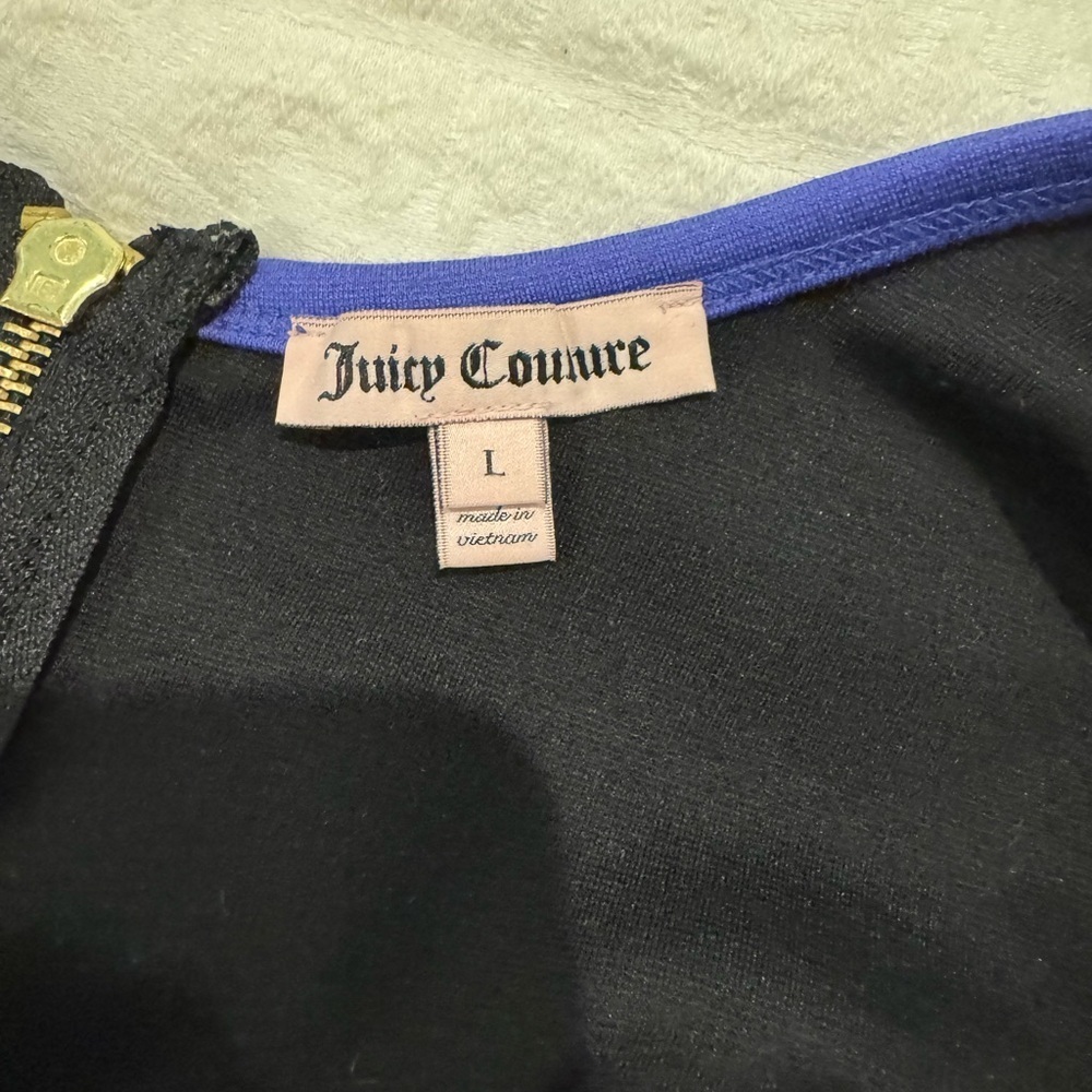 Juicy couture black fitted dress blue piping full low back zipper - Picture 8 of 9